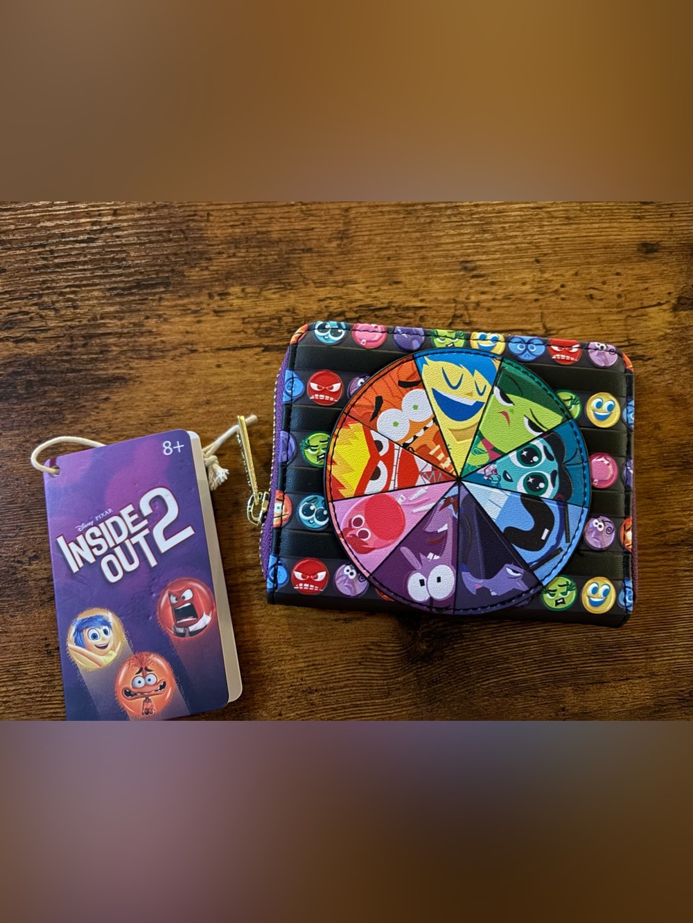 Disney Pixar Loungefly Inside Out Color Wheel Zip Wallet - Multicolor Emojis - Picture 1 of 2